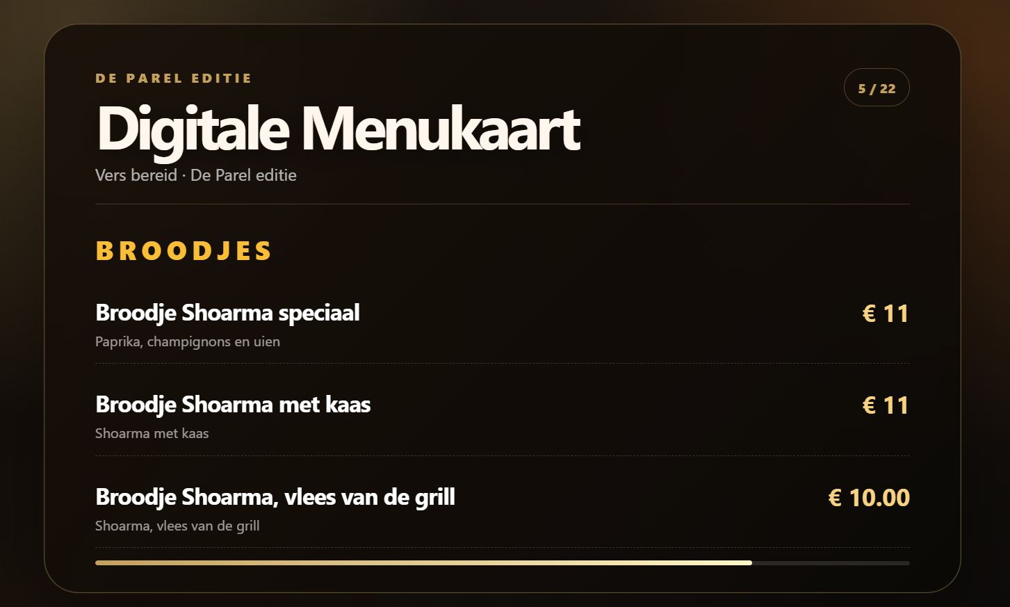 Digital-menukaart