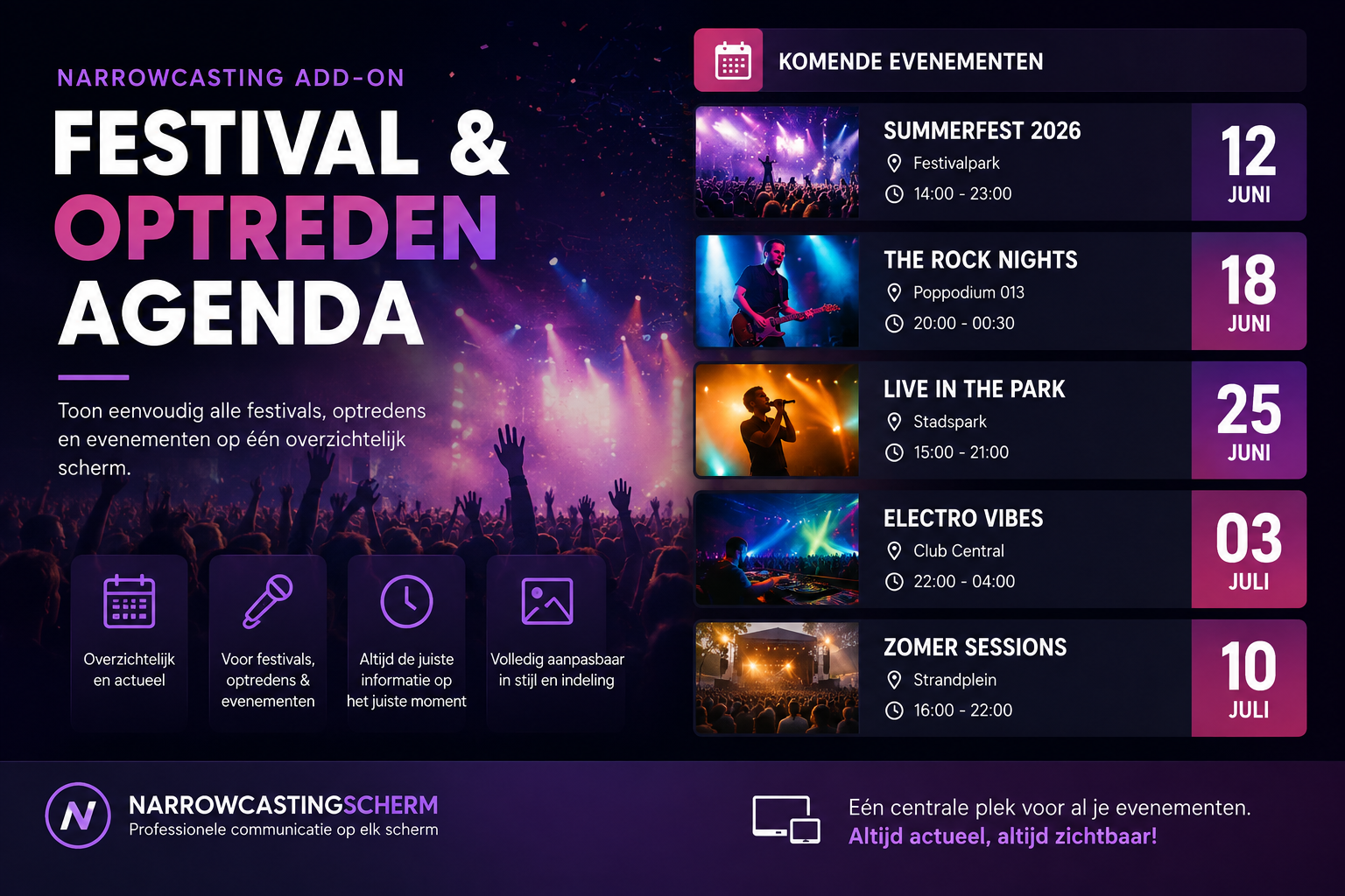 Festival- & Optreden-agenda